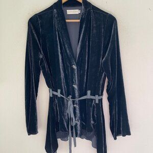 JOHNNY WAS 4 Love & Liberty Midnight Blue Velvet Jacket: Medium; P2P is 19.5"